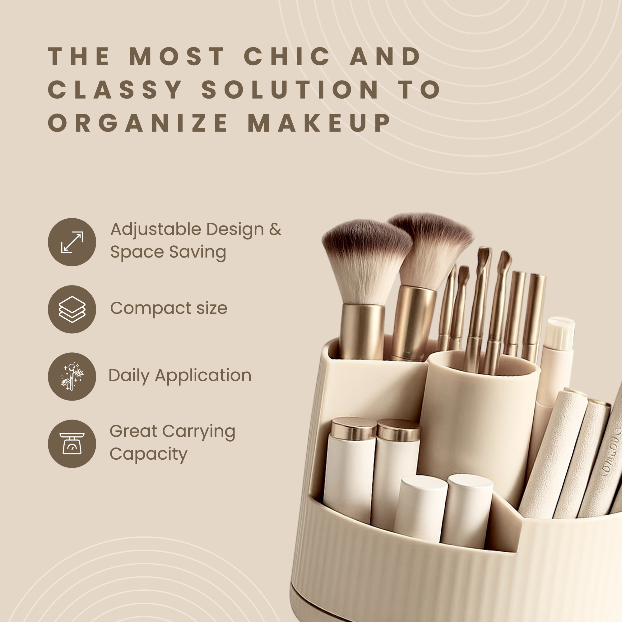 Luxe Rotating Makeup & Brush Holder