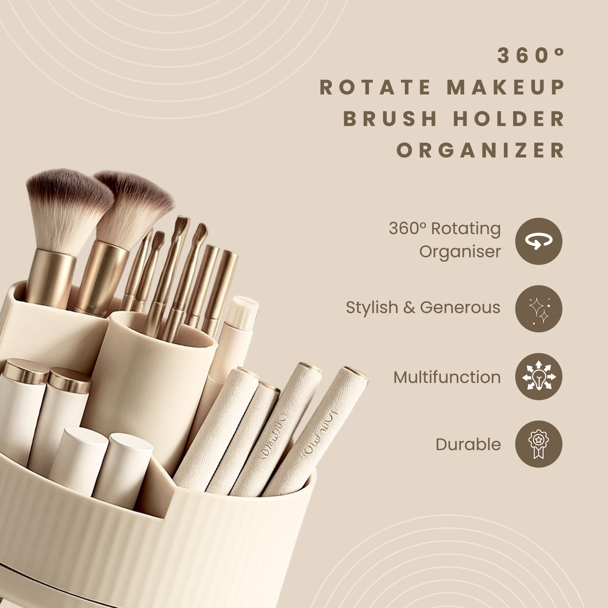 Luxe Rotating Makeup & Brush Holder