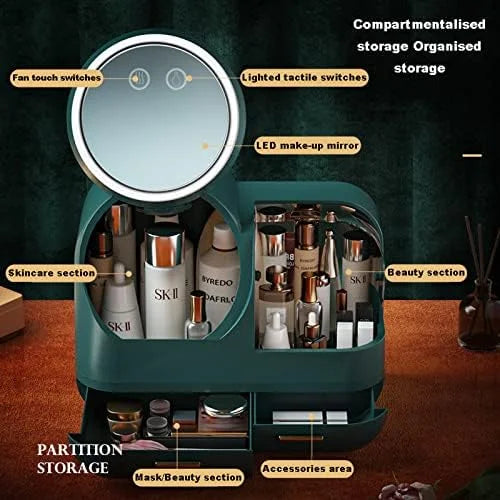 Premium Organiser with Fan, Mirror & Ring Light