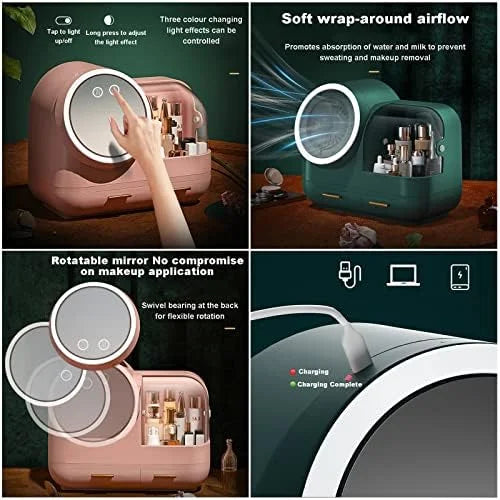 Premium Organiser with Fan, Mirror & Ring Light