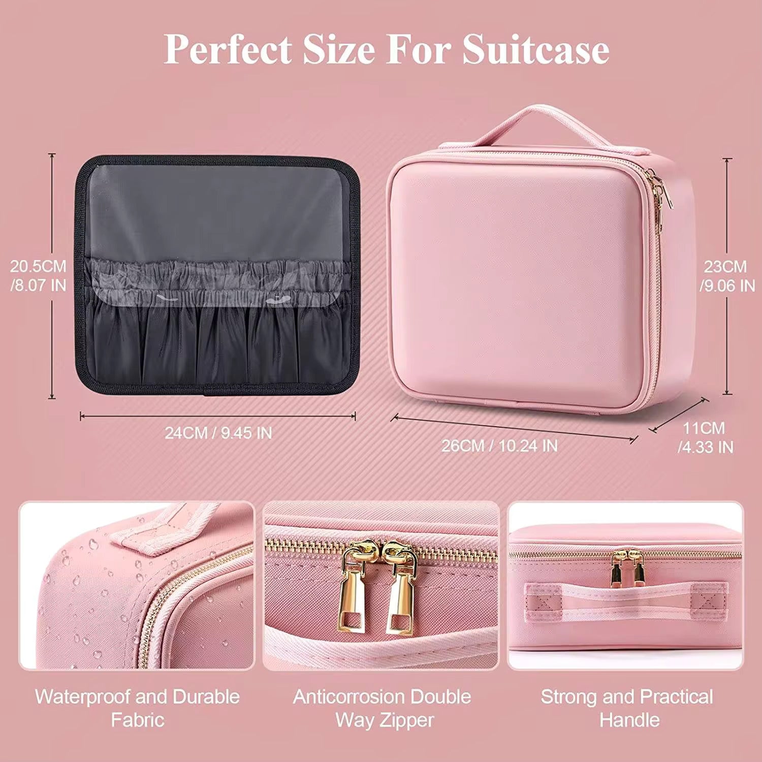 Compact Travel Organiser with Mirror and LED Light