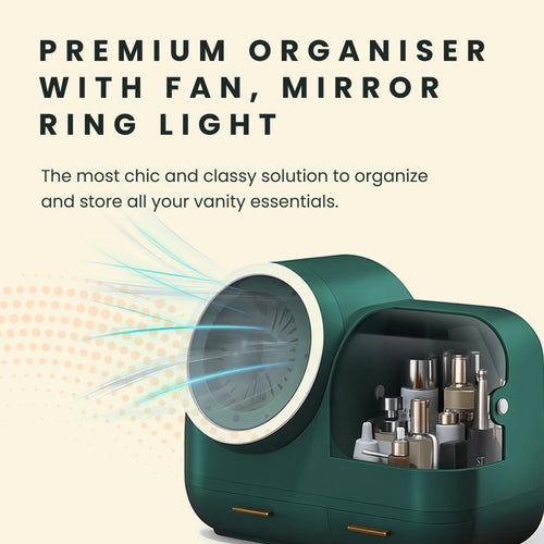 Premium Organiser with Fan, Mirror & Ring Light