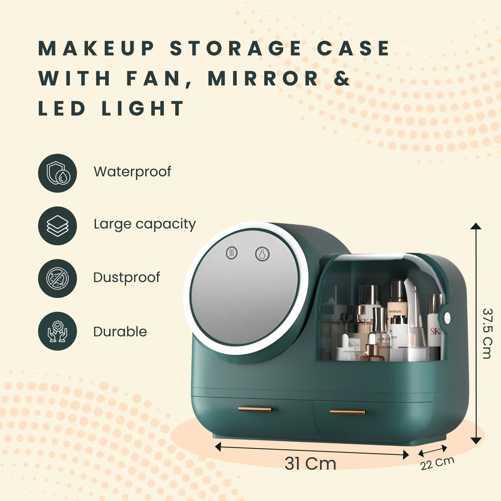 Premium Organiser with Fan, Mirror & Ring Light