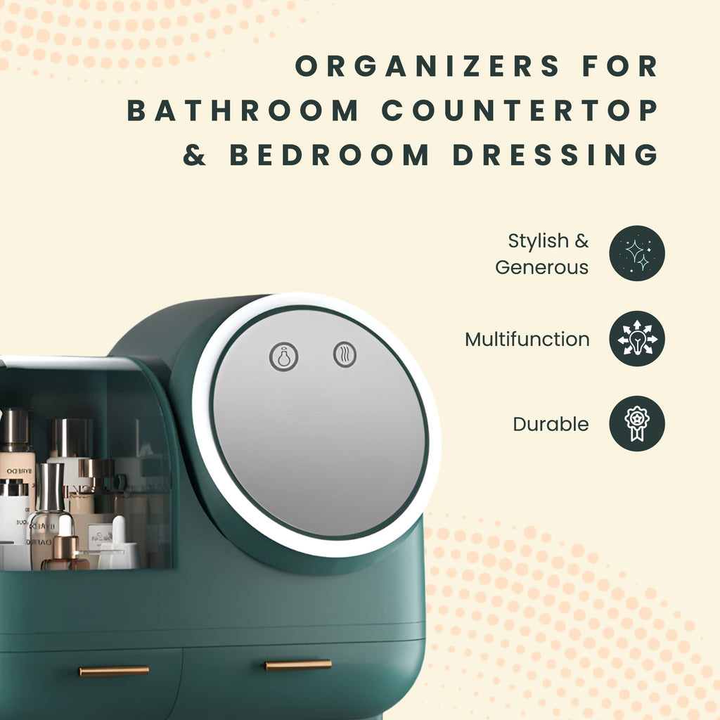 Premium Organiser with Fan, Mirror & Ring Light