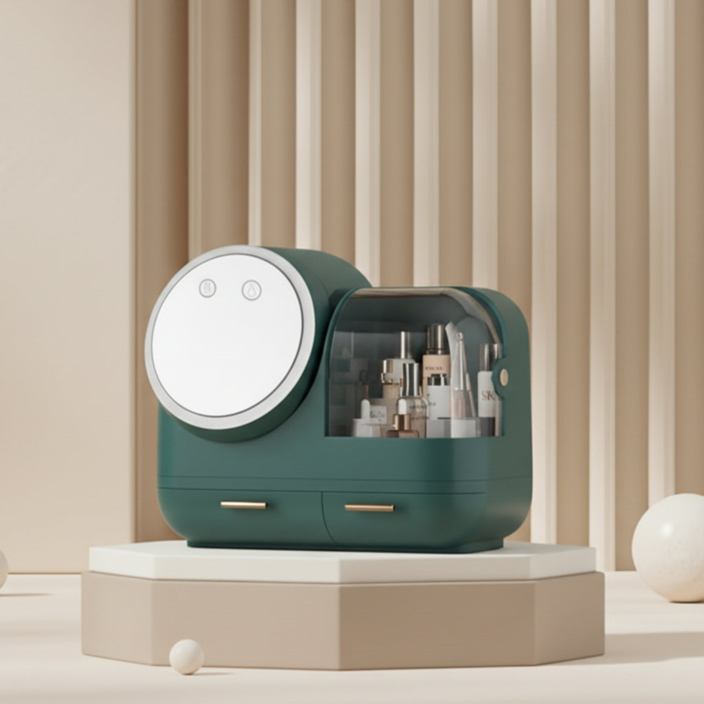 Premium Organiser with Fan, Mirror & Ring Light