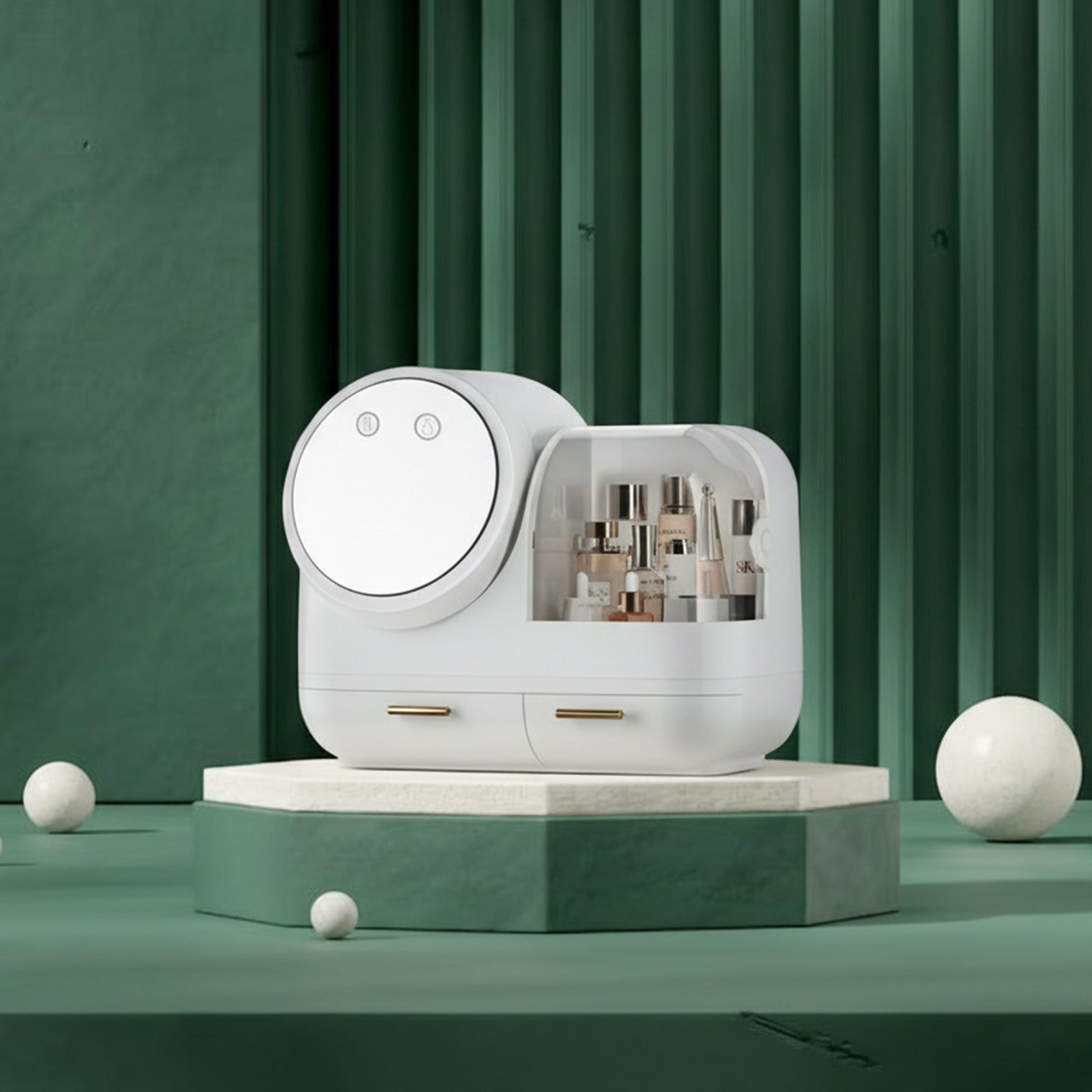 Premium Organiser with Fan, Mirror & Ring Light