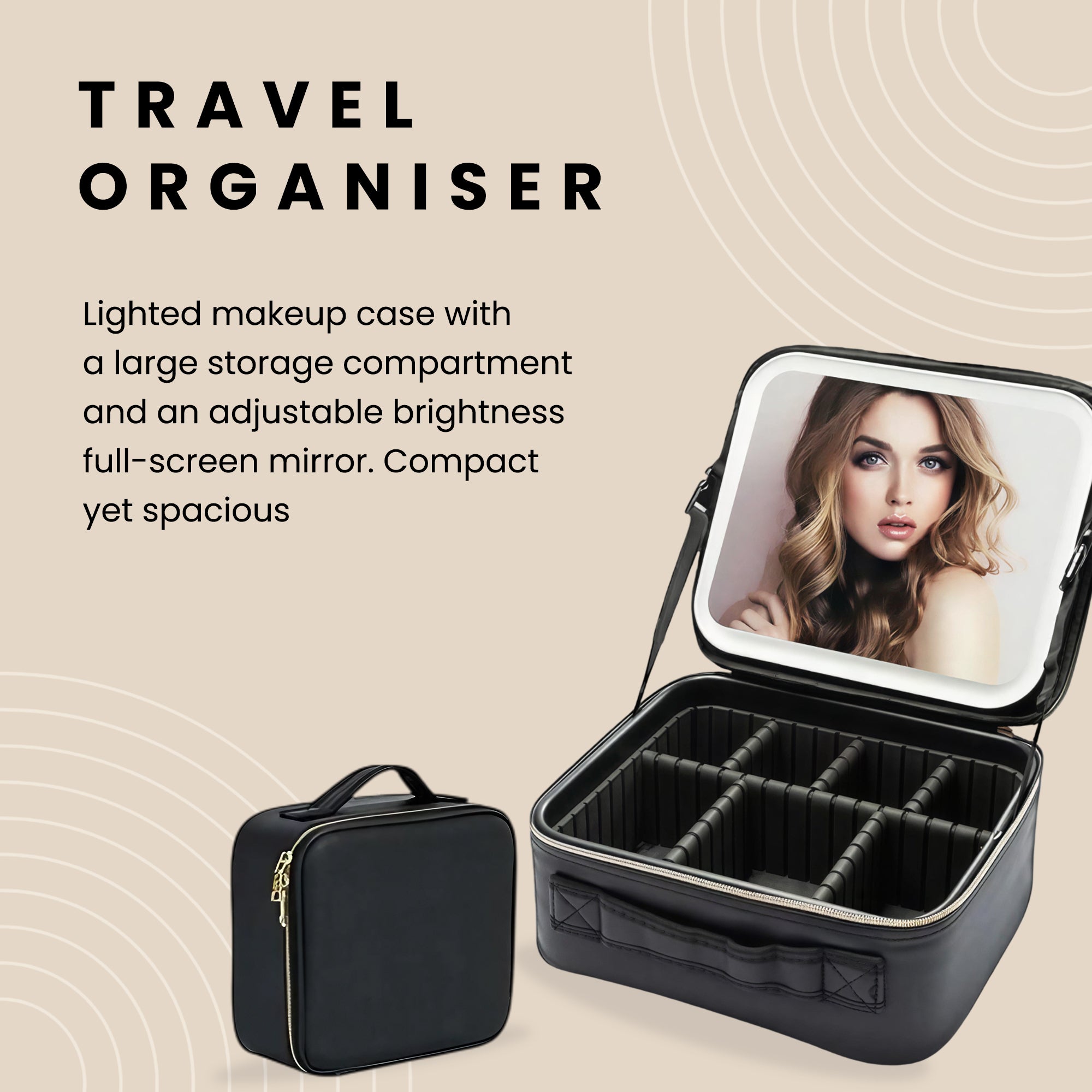 Compact Travel Organiser with Mirror and LED Light
