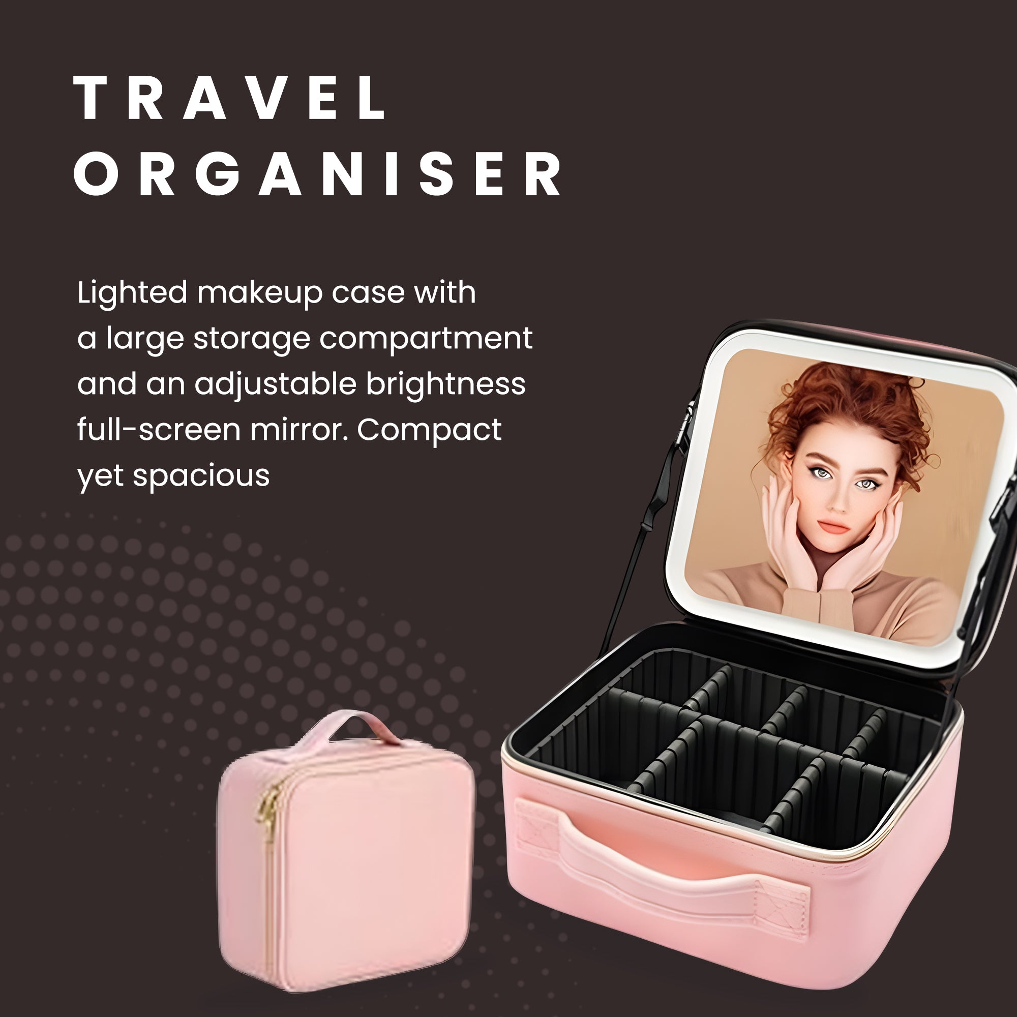 Compact Travel Organiser with Mirror and LED Light