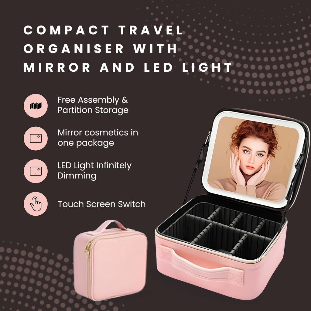 Compact Travel Organiser with Mirror and LED Light