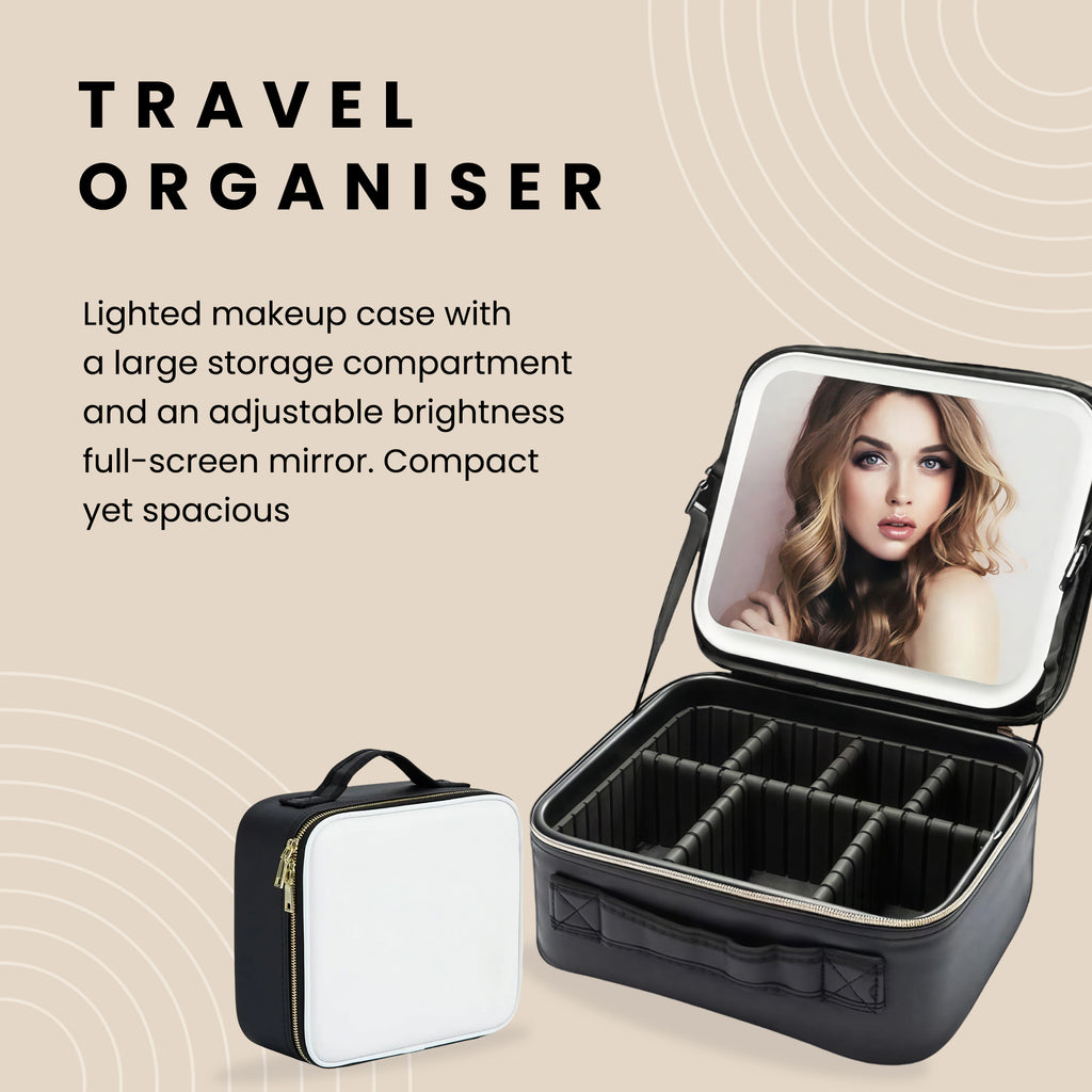 Compact Travel Organiser with Mirror and LED Light