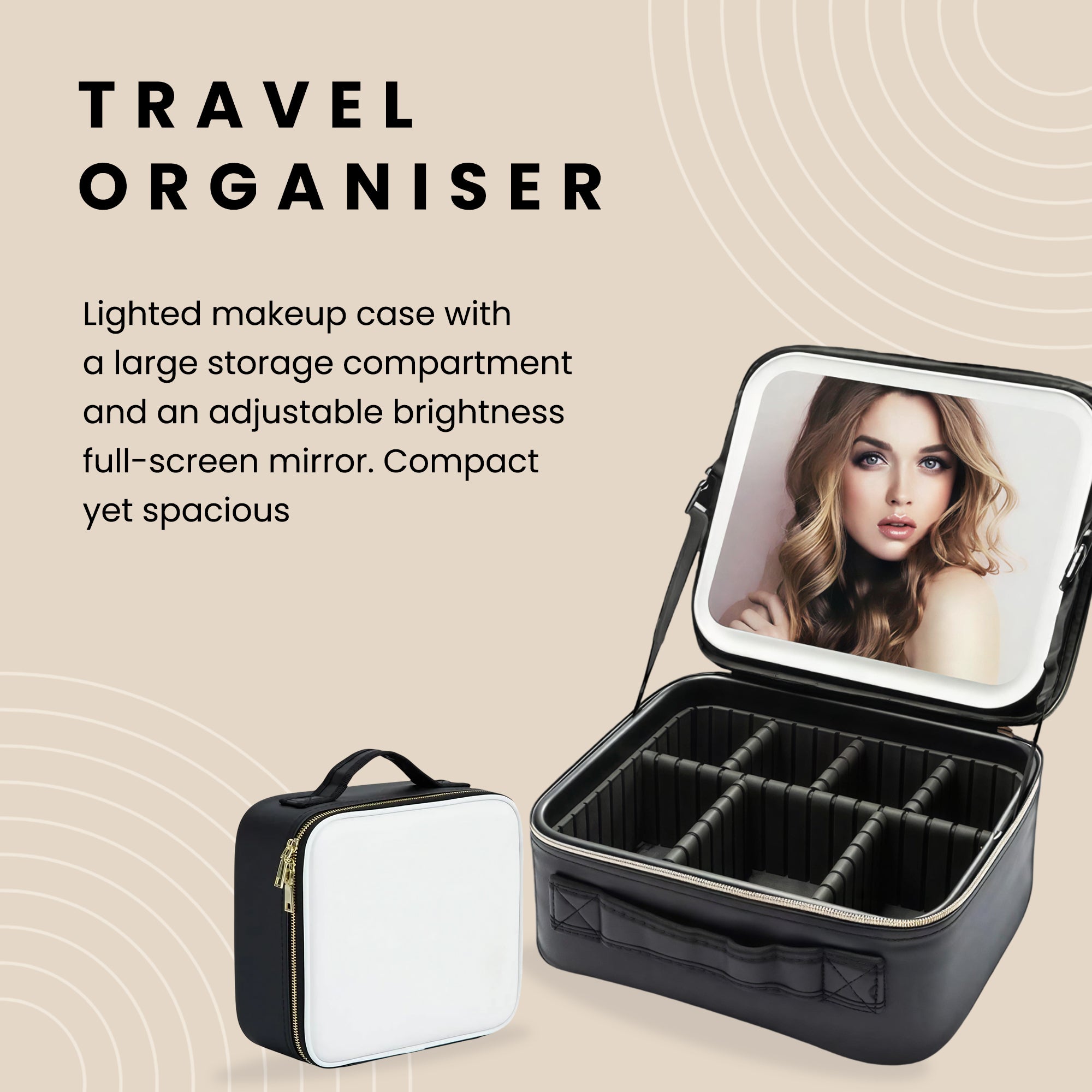 Compact Travel Organiser with Mirror and LED Light