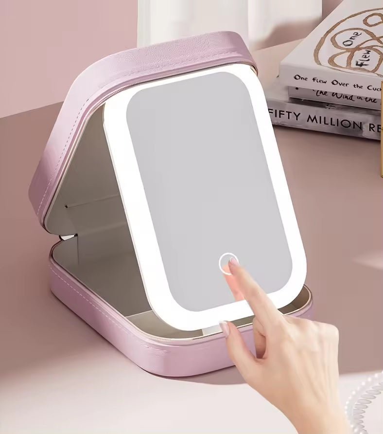 RAP Beauty Details Pink Makeup Storage Box with LED Mirror