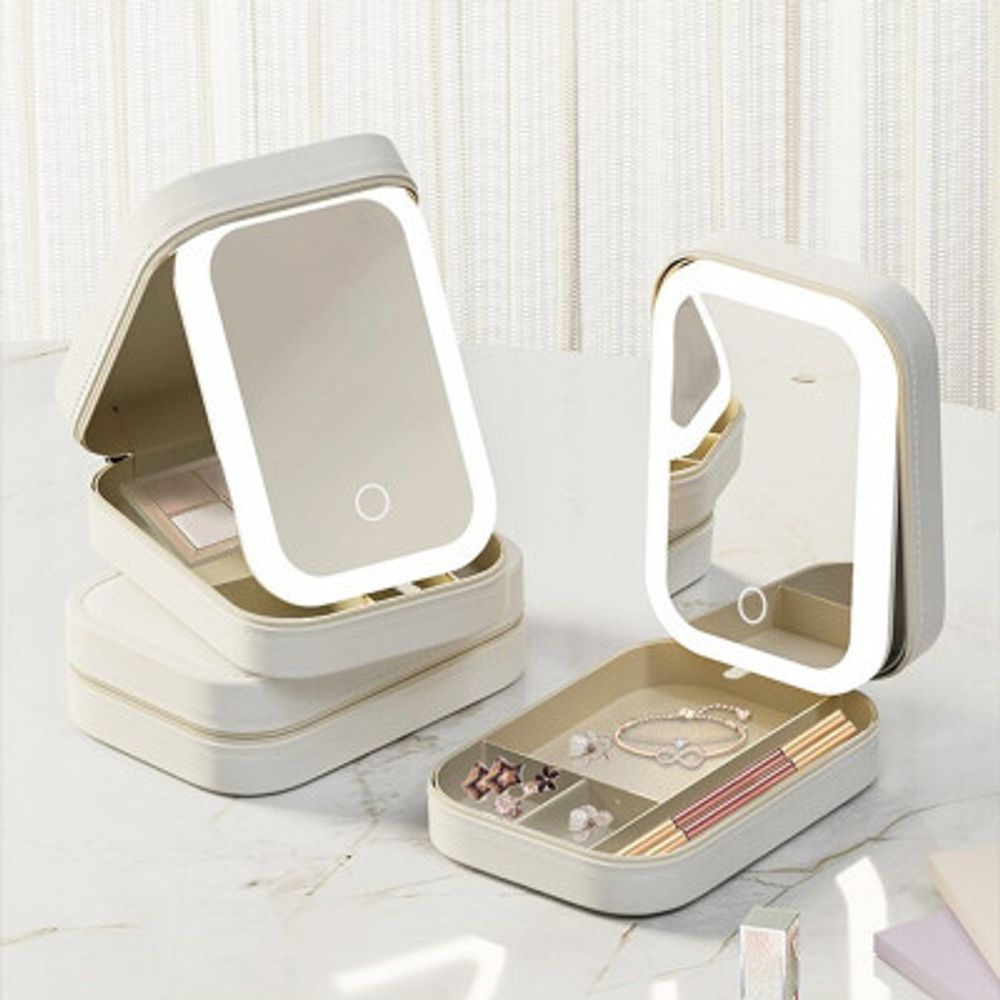 Mini Travel Organiser with Mirror and LED Light