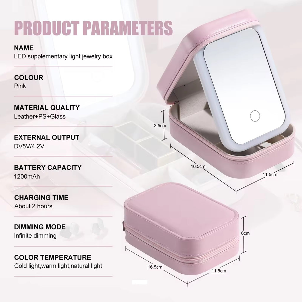 Mini Travel Organiser with Mirror and LED Light