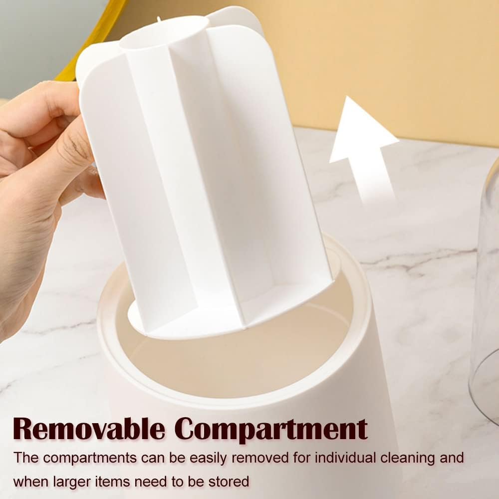 Rotating Makeup Brush Holder With Cover