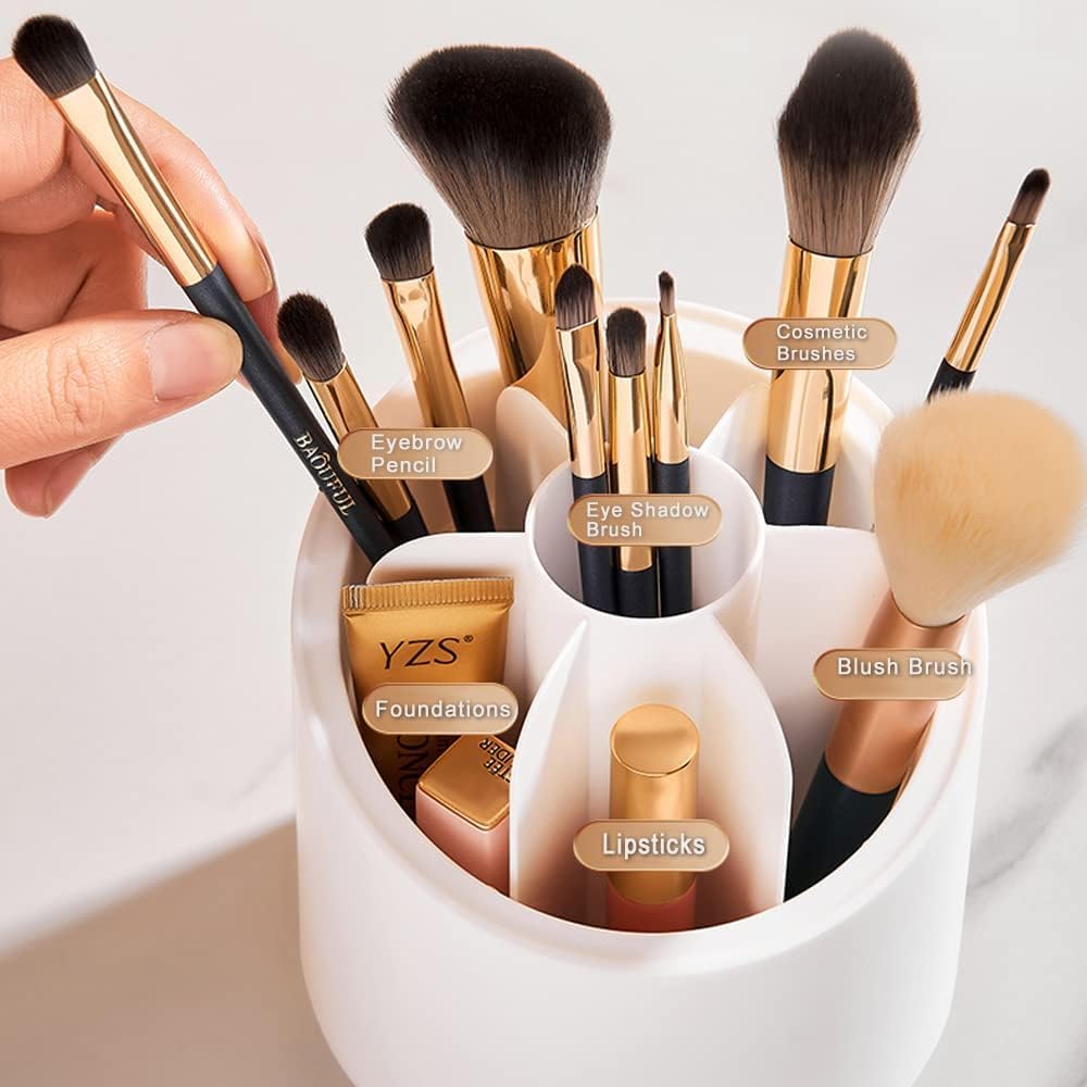 Rotating Makeup Brush Holder With Cover