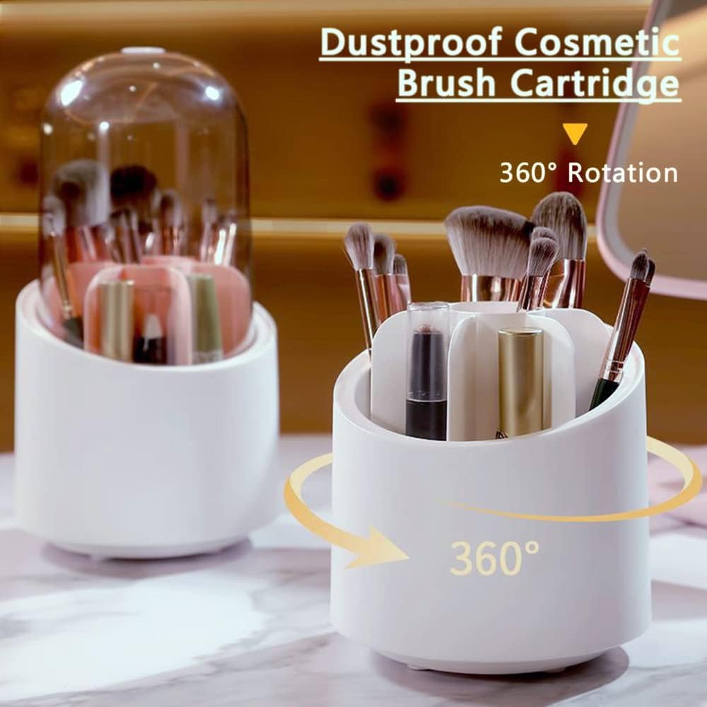 Rotating Makeup Brush Holder With Cover