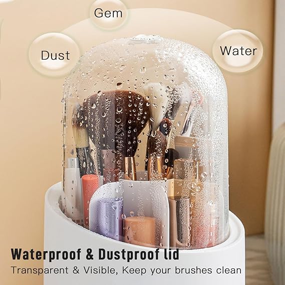 Rotating Makeup Brush Holder With Cover