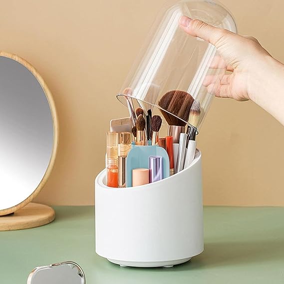 Rotating Makeup Brush Holder With Cover